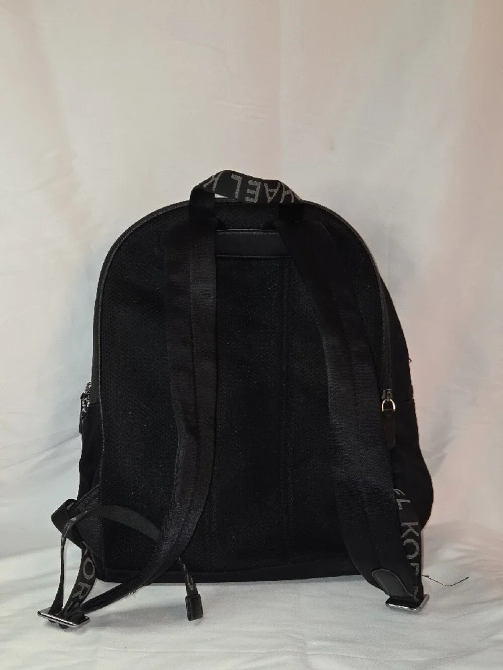 Michael Kors Black Nylon Men's Backpack with Silver Hardware